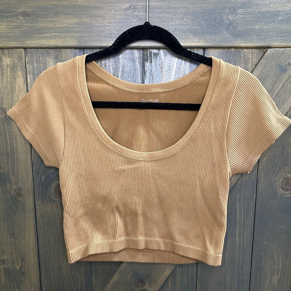 OFFLINE By Aerie Ribbed Cropped Tee